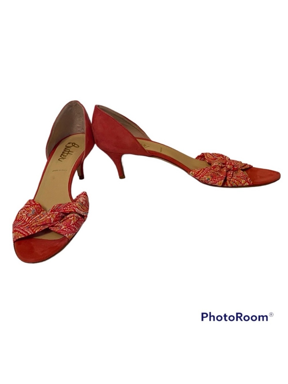 BUTTER ITALY SHOES HEELS PINK SUEDE LEATHER BARBIECORE FABRIC VAMP OPEN TOE 12